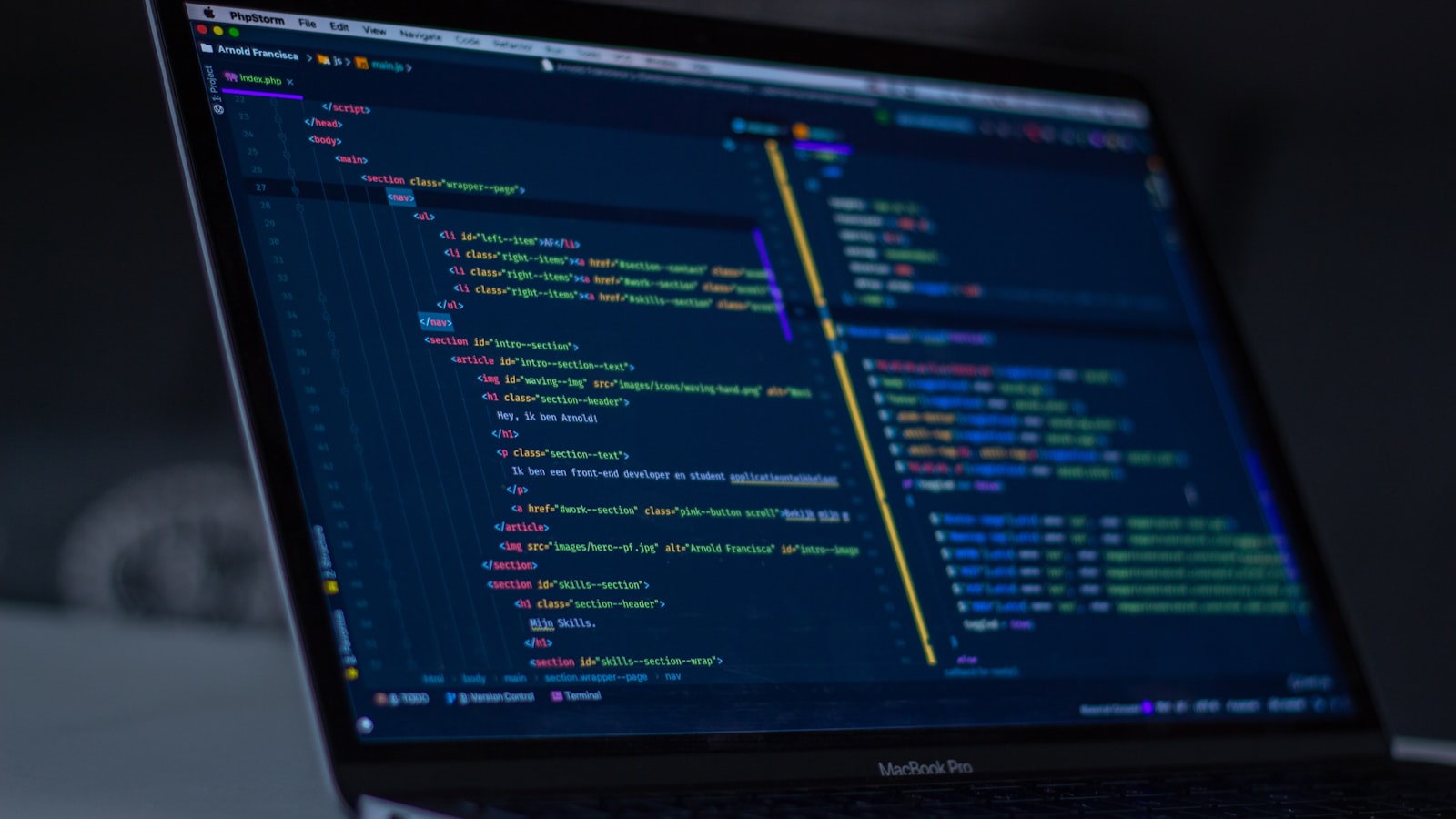 Clean code on a developer's screen